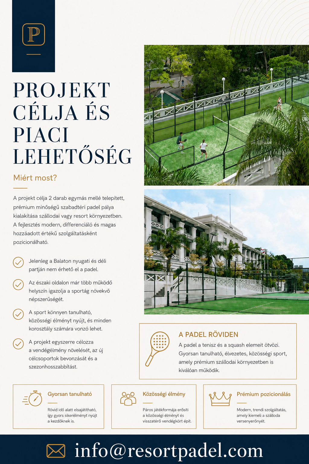 Piaci lehetőség padel prezentáció